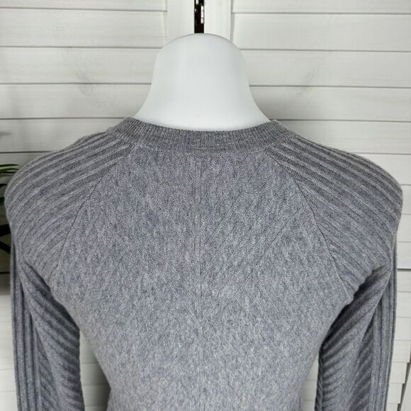 Jonathan Simkhai Gray Ribbed Bell Sleeve Sweater Top Wool Cashmere Blend Size XS - Picture 6 of 9